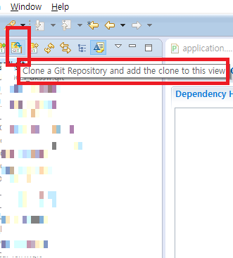 eclipse 에서Git Clone버튼 클릭